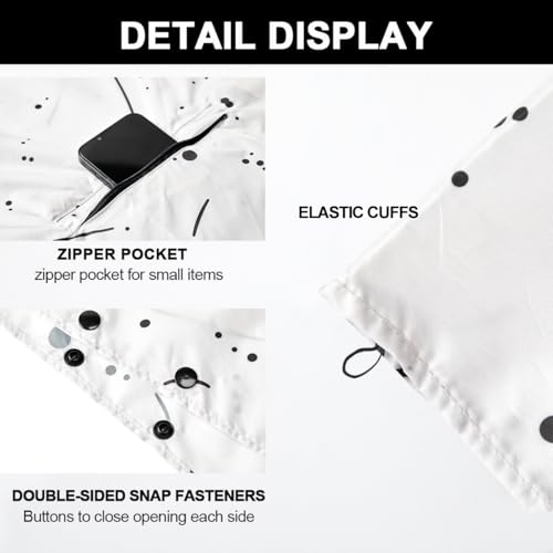 Rain Poncho Jacket Coat Hooded Zipper Style for Women (One Size / Line White Point)