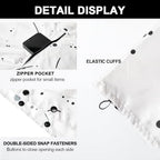 Rain Poncho Jacket Coat Hooded Zipper Style for Women (One Size / Line White Point)