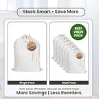LFH Home Large Premium 1pack Cotton Rich Canvas Laundry Bag with Drawstring and Handles Heavy Duty (18”x26” / White)