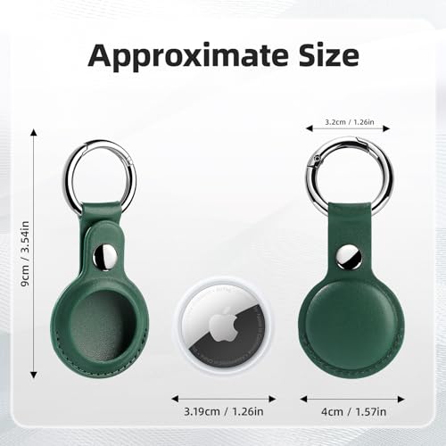 4 Pack Leather Holder Keychain for AirTag 2nd & 1st Gen with Key Ring (Dark Blue/Green/Brown/White)