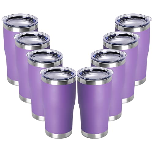 20oz Tumbler with Lid Stainless Steel Tumblers Bulk (Purple / 8 count)