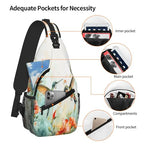 Sling Bag Hummingbird Flower Watercolor Hiking Daypack Crossbody Shoulder Backpack Travel Chest Pack for Men Women (B0168)