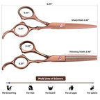 Professional Hair Cutting Scissors Sets Stainless Steel Barber Hairdressing Scissors Multifunctional Salon Thinning Scissors Straight Shears Tools Gifts for Mom Dad and Friends (Brown)