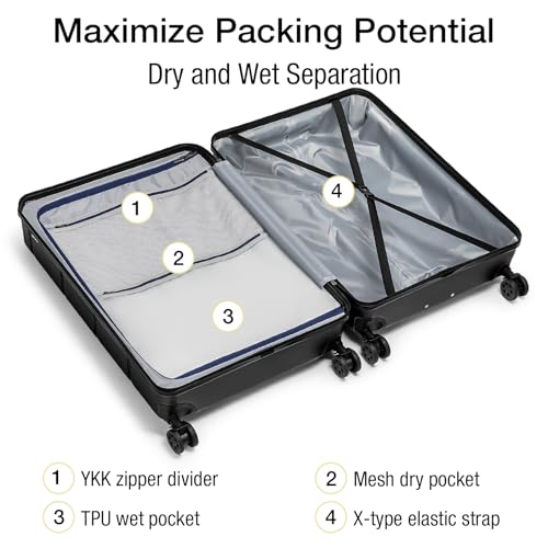 Luggage Sets 3 Piece Hardshell 20" (Black / 3-Piece Set (20/24/28))