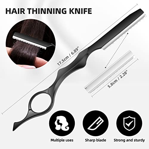 6.89 inch Hair Cutting Scissors Set With Thinning Knife (Black)