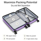 Carry On Luggage 22x14x9 Airline Approved with TSA Lock Hardshell Expandable 20 Inch Suitcase Carry On Suitcase with Wheels Small Travel Rolling Luggage with Cup Holder for Women Lt Purple (Lt Purple / Expandable Carry-On 20-Inch)