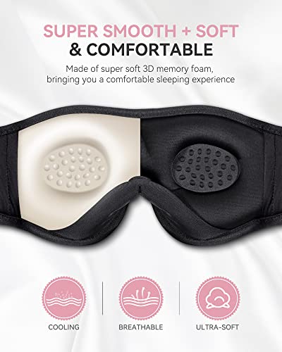 3D Sleep Headphones Bluetooth 5.4 Sleep Mask with HD Speakers (Pink)