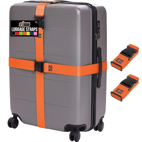 Heavy Duty Luggage Straps for Suitcase (Orange)