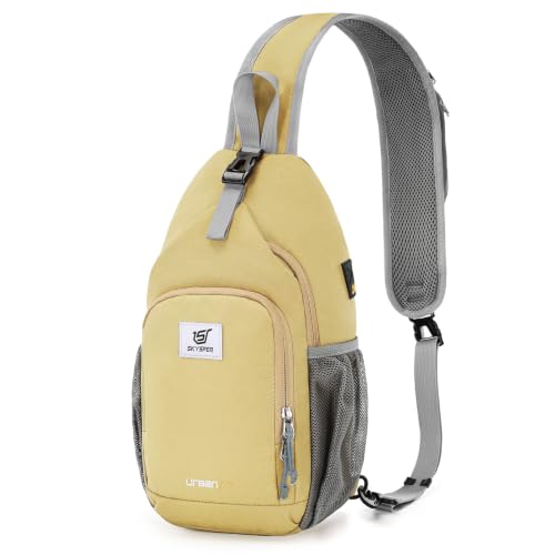 Sling Bag RFID Crossbody Sling Backpack Cross Body Shoulder Bag Travel Hiking Daypack for Women Men (Khaki)