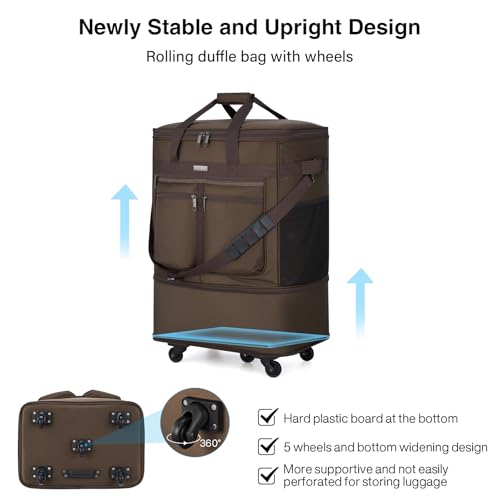 Expandable Luggage Bags for Travel Collapsible Suitcase with Wheels (Coffee)