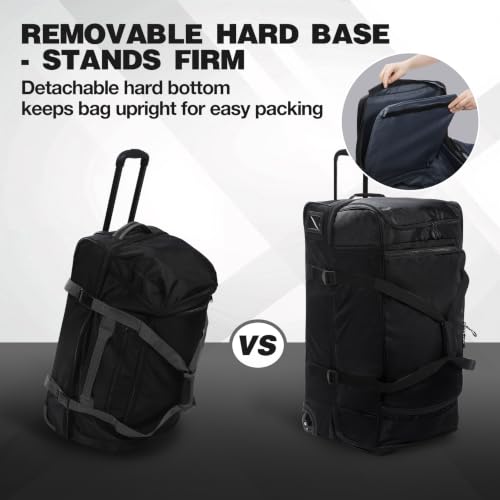 30" Large Rolling Duffle Bag with Wheels and Handle for Travel (30" Black)