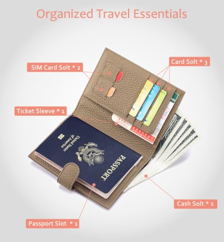 RFID Protection Passport Wallets for Women (Apricot Beige)