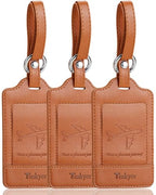 Leather Luggage Tags for Suitcases (Brown)