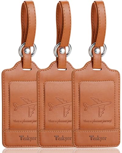 Leather Luggage Tags for Suitcases (Brown)