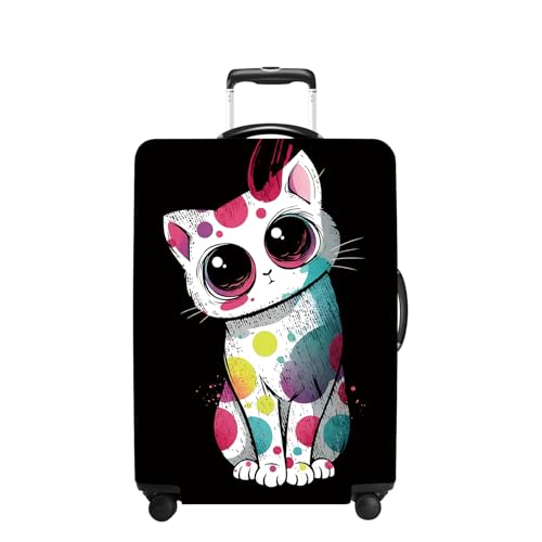 Colorful Cat Luggage Cover Washable Suitcase Protector Anti (Colorful cat / L(28-30inch suitcase))