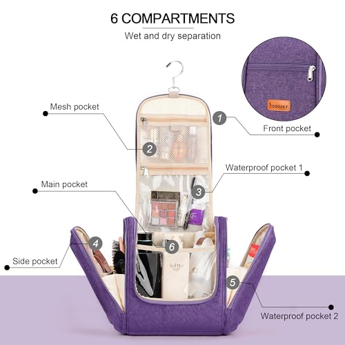 Travel Hanging Toiletry Bag for Women and Men (F - Purple / Extra Large)