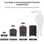 Expandable Luggage Bags for Travel Collapsible Suitcase with Wheels (Coffee)