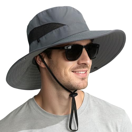 Sun Hats for Men Women Wide Brim UPF 50+ UV Hat Darkgray (One Size / Darkgray(with Mesh))