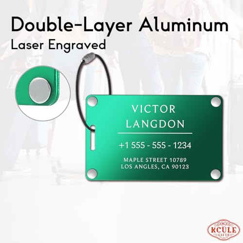 Personalized Luggage Tags for Suitcases (Pure Text-green-largename)