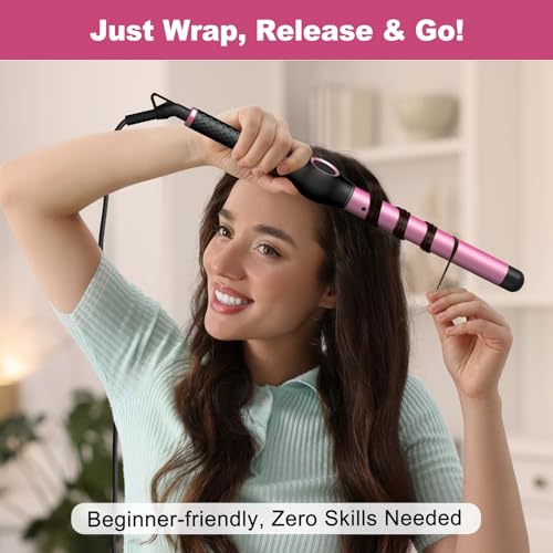 1 Inch Curling Wand for Long Hair (1" Pink&Black)