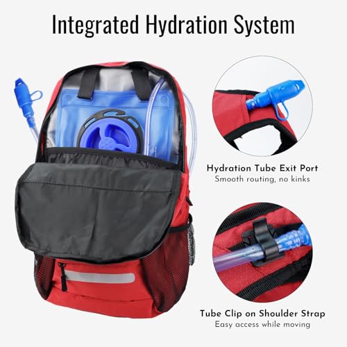 20L Hiking Backpack Daypack (Red / 3L Bladder)