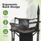 Folding Camping Chair Oversized Heavy Duty Padded Outdoor Chair (Black / Twin Pack)