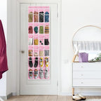 24 Pockets Clear Over the Door Shoe Organizer (Large Pockets / Pink)
