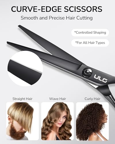 Professional Hair Cutting Scissors 6.5 Inch (Matte Black Cutting Shears)