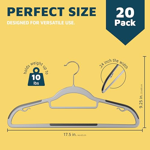 Plastic Clothes Hanger Set (Gray / 20 Pack)