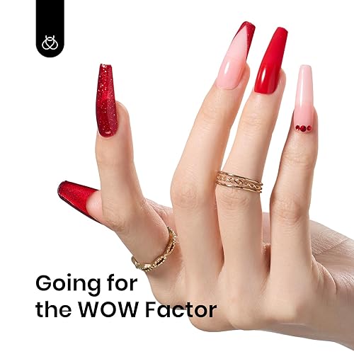 Beetles Glitter Red Gel Nail Polish Wine Red Shimmer Gel Polish 1Pcs 0.5Oz (C - Shimmery Red | Berry Wine)