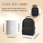Camera Backpack Classic PU Leather for DSLR (Black / 20L)