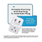 Brazil Travel Adapter Plug With Dual USB (Pearl white)