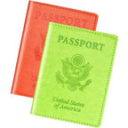 Green & Orange Passport Holder for Travel (A-green & orange / Minimalist)