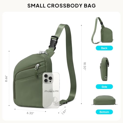 Anti Theft Crossbody Bag for Women Men (4-dark Green)
