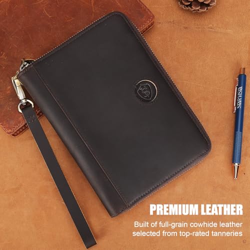 Lorenzo Full Grain Leather Family Passport Wallet for 4 (Dark Brown)