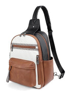 Large Sling Bag for Women (Black-beige-brown Retro Style)