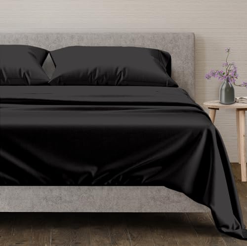 100% Egyptian Cotton Split King Sheets Sets for Adjustable Bed (Split King / 15 - Black)