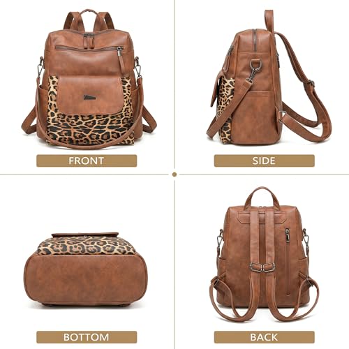 PU Leather Small Backpack Purse for Women Ladies Leopard (Leopard)