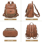 PU Leather Small Backpack Purse for Women Ladies Leopard (Leopard)