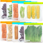 Reusable Gallon Food Storage Bags (10 Pack - 10 Galloon / A1.Orange/Blue/Yellow)