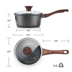 Nonstick Sauce Pan Set with Lid (Gray Granite / 2.0 + 2.5 Quarts)