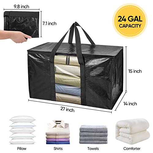 2 Pack Oversized Moving Bags with Reinforced Handles (2-Pack / Black-window)