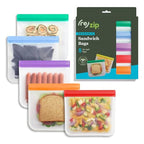 re) zip Reusable Sandwich Bags, Leakproof, 28 oz, 5-Pack, Jewel Tones (5 Pack / Jewel Tones)