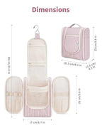 Hanging Travel Toiletry Bag for Women (CA-Dusty Rose Stripe / Medium)