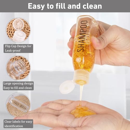 Travel Bottles for Toiletries 6 PCS 3.4oz Plastic Bottles Clear (Clear)