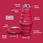 25oz Collapsible Water Bottle (Raspberry)