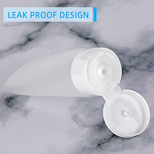 TSA Approved Travel Bottles Set for Toiletries Travel Size Containers Kit 4 Pack Portable Leak Proof Refillable Squeeze Cosmetic Airplane Essential Shampoo Hair Conditioner Body Lotion Bath Shower Gel (White 60ml)