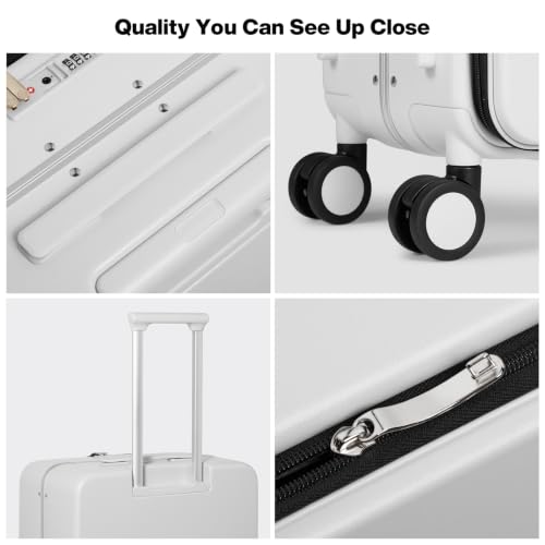 26 Inch Large Checked Luggage PC Hard Shell Suitcase Top Opening Aluminum Frame Travel Suitcases with Wheels (Smoke White / 26-inch)