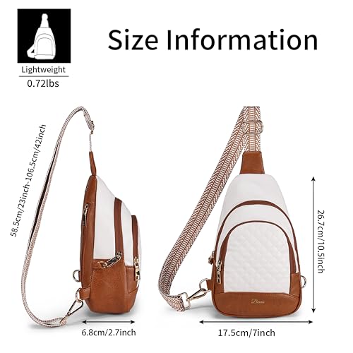 Crossbody Bags for Women Anti Theft Small Sling Handbag with Zipper Lock Vegan Leather RFID Blocking Chest Pure (Beige Brown)