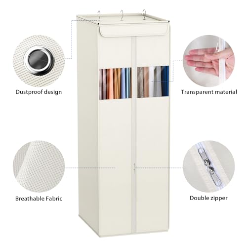 Clear Garment Bags for Hanging Clothes Garment Storage Bags 54 in (Beige / 54"-2 Pack)